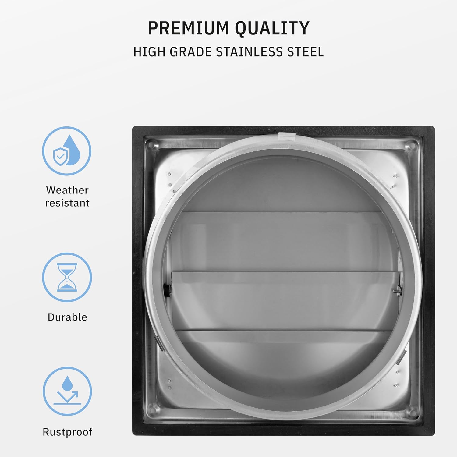 VKE 6" Inch Dryer Vent Cover – Outdoor Stainless Steel Grille with Moving Flaps – Fits Only with Metal Ducts for HVAC