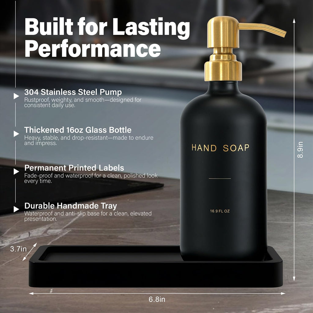 Black Soap Dispenser for Kitchen Sink, Gold & Black