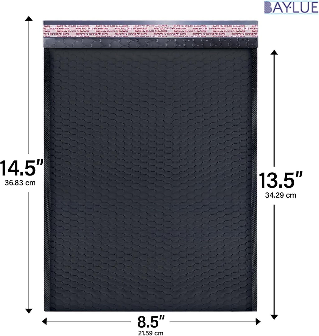 Black Bubble Mailers 8.5x14.5, Self Seal Poly Padded Envelopes #3, 100 Pack