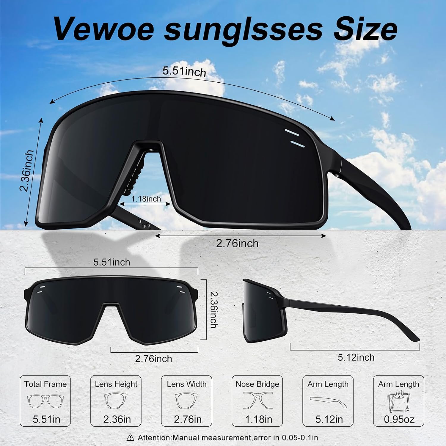 Polarized Cycling Glasses Sports Sunglasses for Men Women UV400 Protection MTB Fishing Running Baseball Glasses