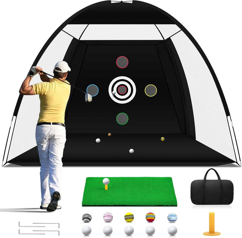 Golf Net, Golf Practice Net with Golf Hitting Mat, Home Golf Hitting Aid Nets for Backyard Driving Chipping Swing