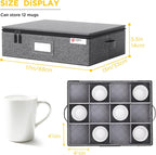 Cup and Mug Storage Box 2 Pack with Hard Shell and Dividers for Coffee Mugs,Tea Cups and Glasses,Stackable Storage