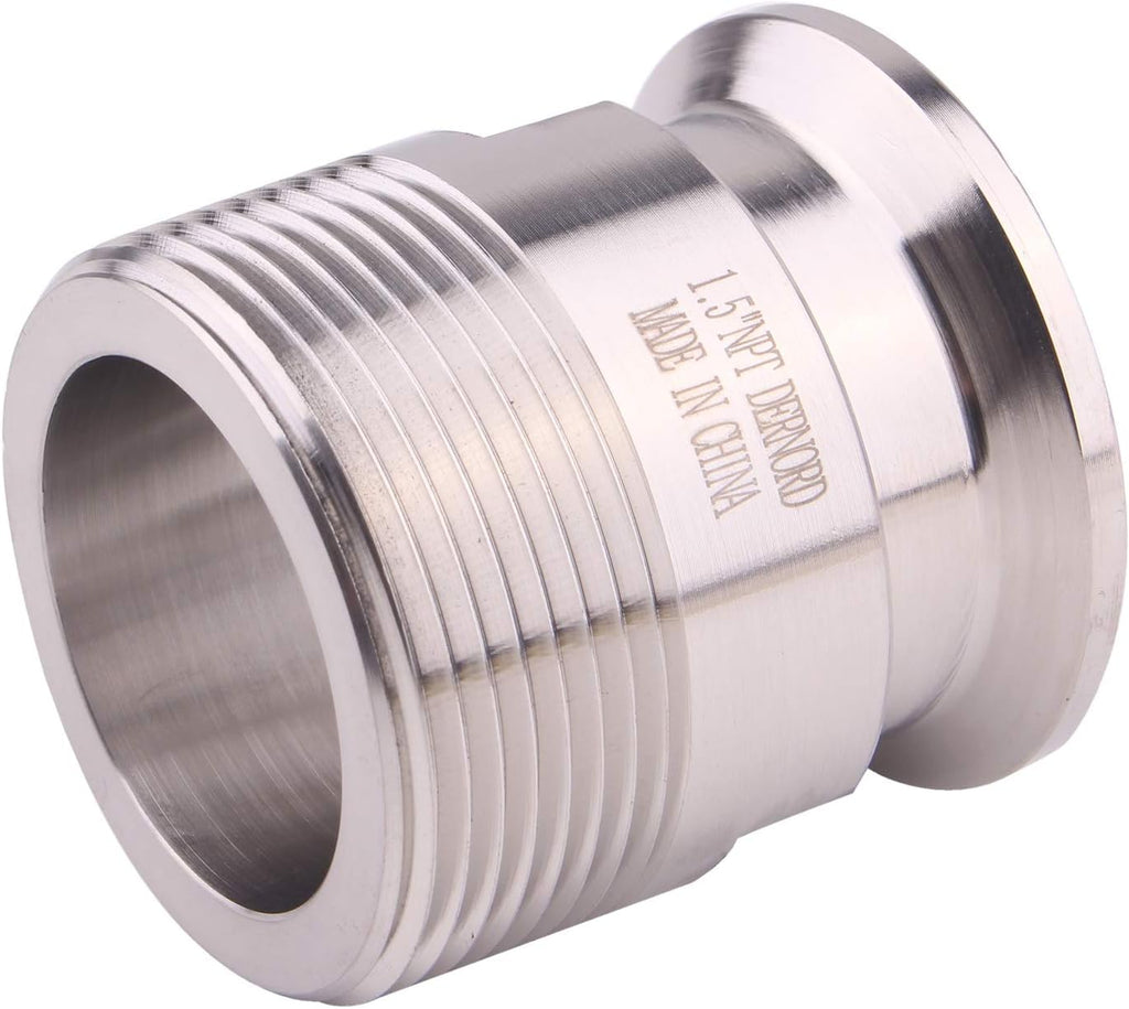 DERNORD 1.5''Tri clamp Adapter to 1.5 inch MNPT Thread Ferrule Sanitary Pipe Fitting