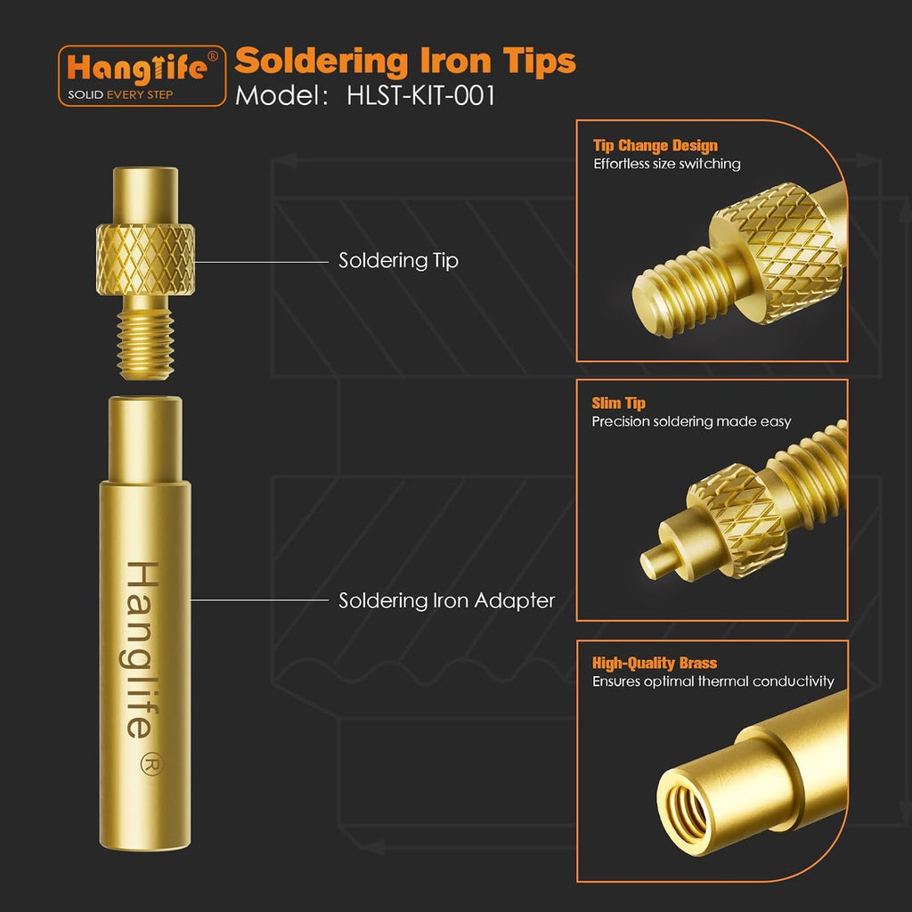 Heat-Set Insert Tips for Threaded Inserts M2 M2.5 M3 M4 M5 M6 M8, Soldering Iron Tips Compatible with Weller SP40NUS/Hakko FX-888D/900M/T18 Irons- Press Tool for Plastic 3D Printer Components