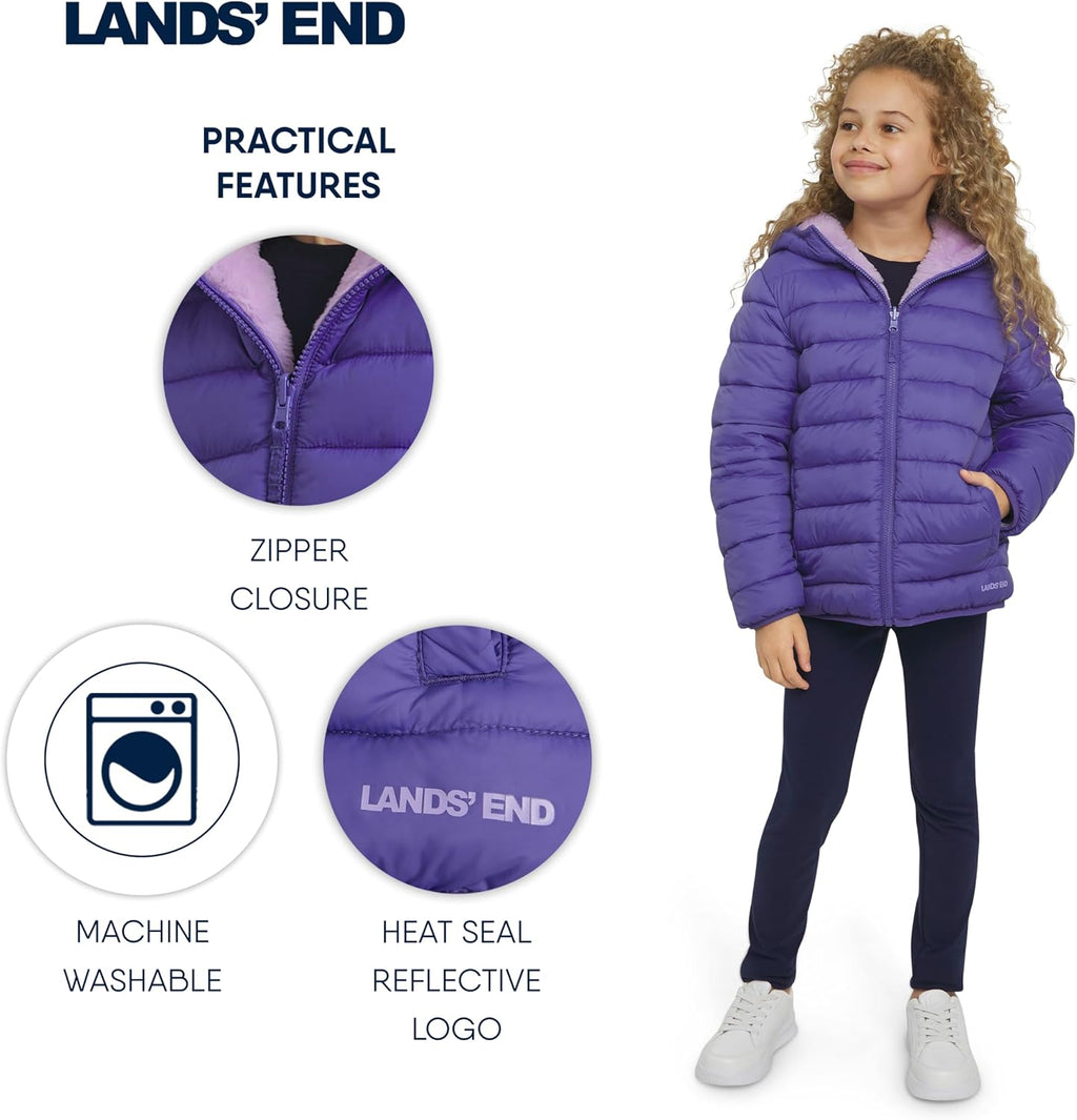 Girls Reversible Faux Fur Lined Insulated Puffer Jacket