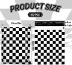 100Pcs 10 x 13in Checkered Poly Mailers Classic Black and White Plaid Packing Bags with Self-Sealing Decorative Gift