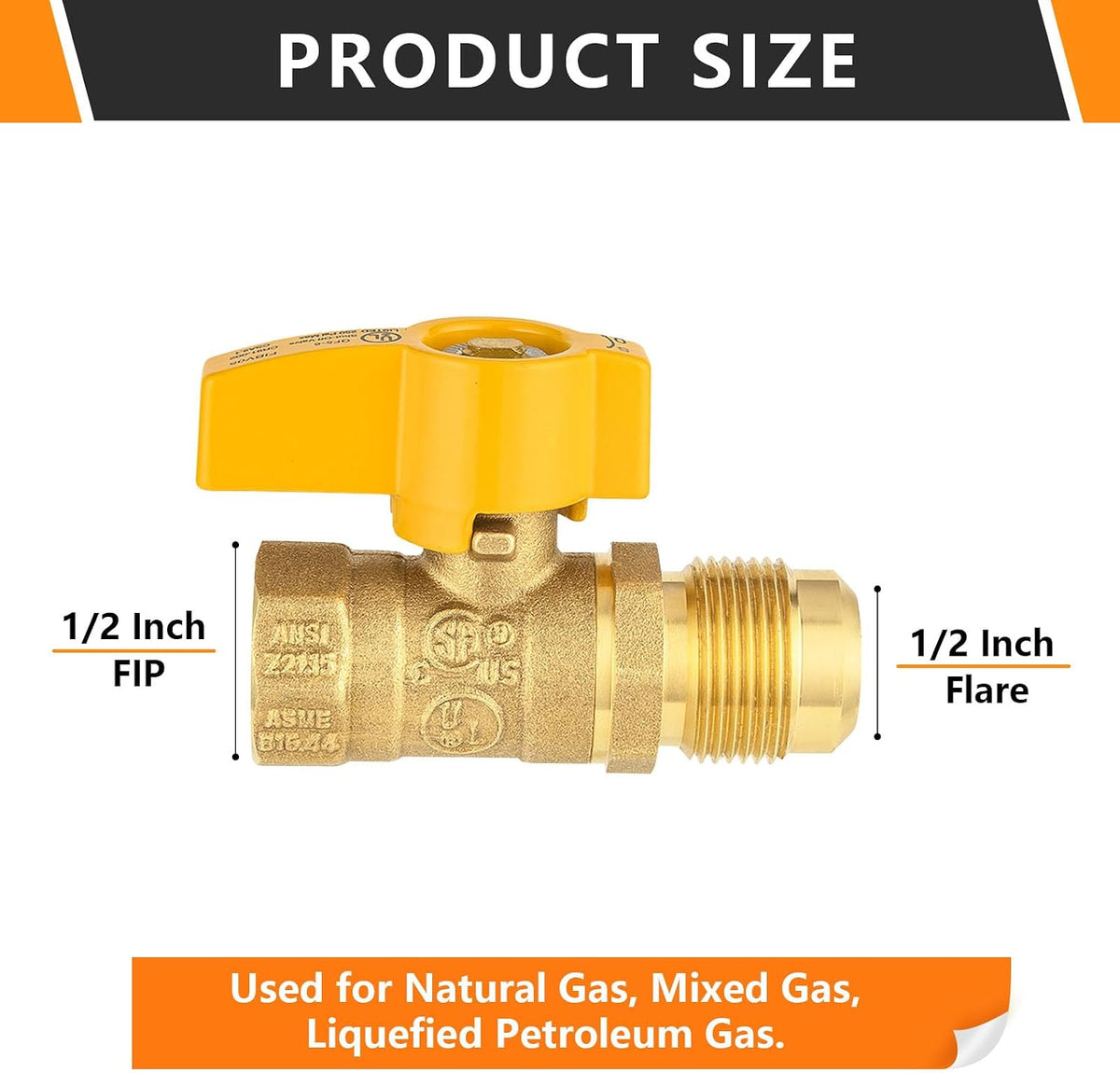 1PC HeSun 1/2" FIP x 1/2" OD Straight-Flare Gas Ball Valve(VALVE231-1)