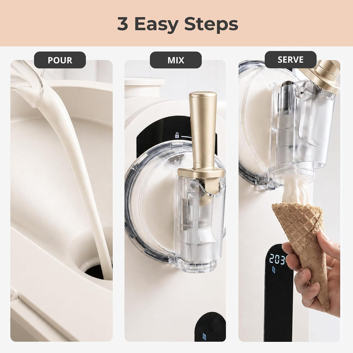 7-in-1 Soft Serve Ice Cream Slushy Machine, 1.6 Qt, Compressor
