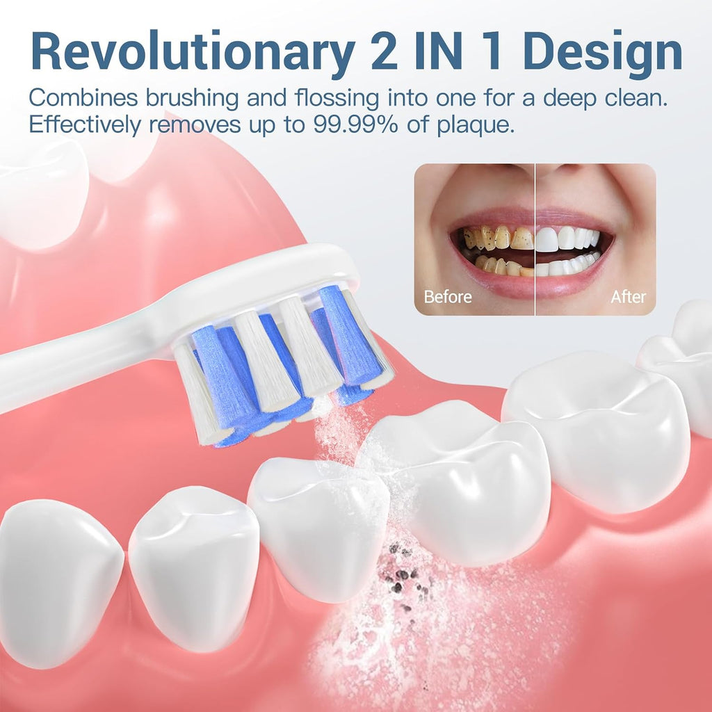 Upgraded 2-in-1 Electric Toothbrush with Water Flosser, 3+4 Smart Modes，Portable Oral Irrigator with Point-Jet