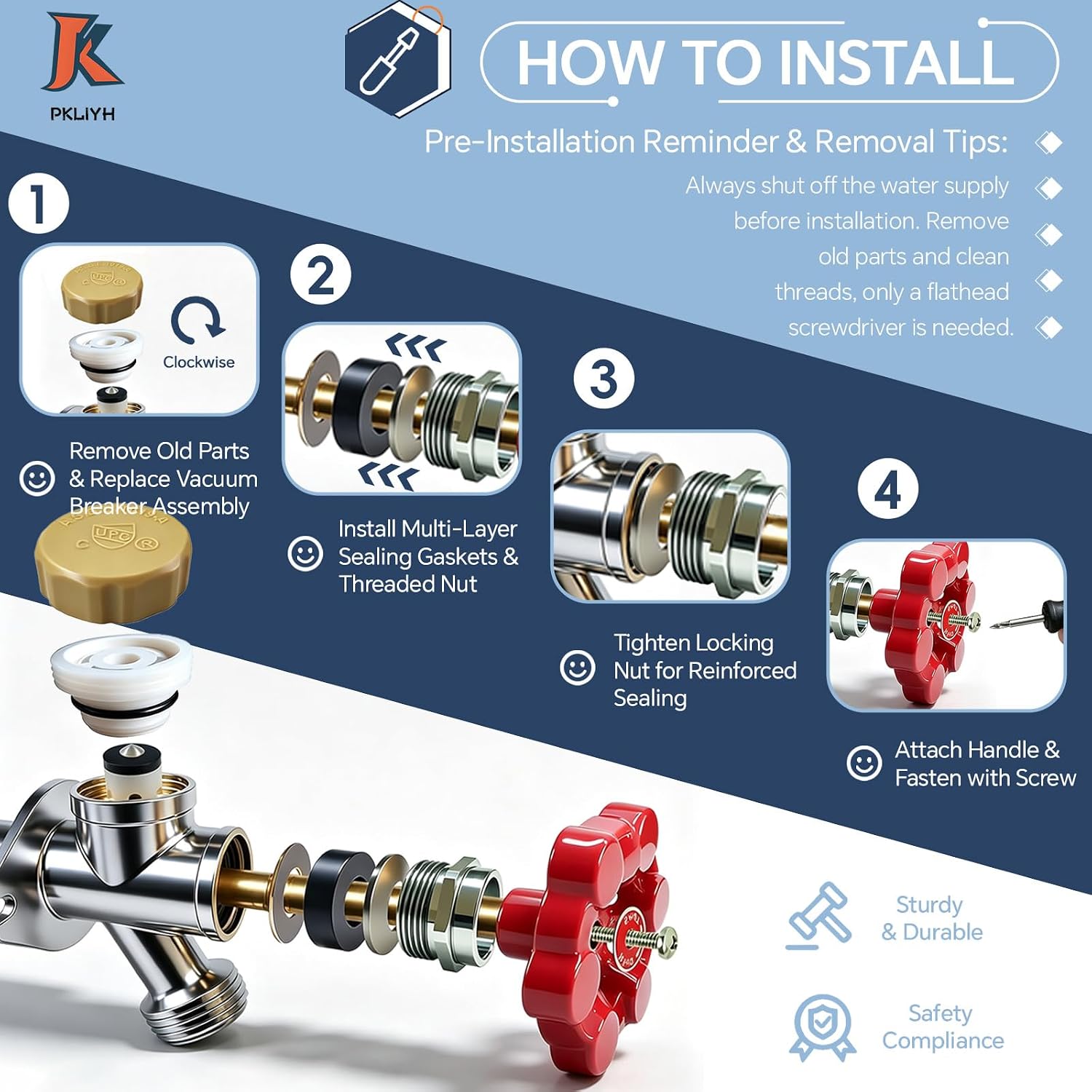 Outdoor Faucet Repair Kit,ASSE 1019-A Water Hose of | Home Improvement,Anti-Siphon Frostproof Faucet Valve Hose