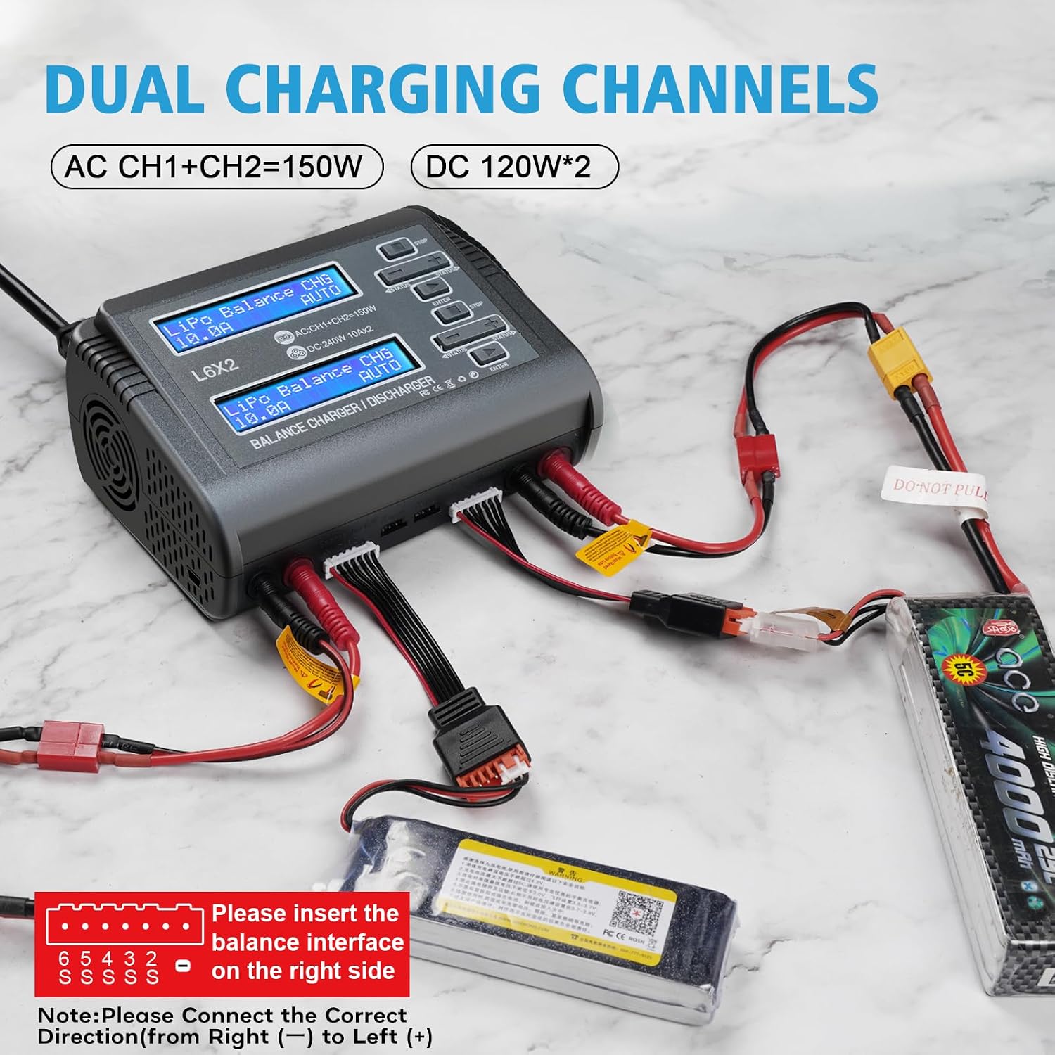 LiPo Battery Charger Dual 10A RC Fast Balance Battery Charger Discharger | RC Car Drone Chargers for 1S-6S LiPo