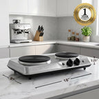 Electric Cast Iron Double Burner, 1700W Hot Plate, Silver BGS102S