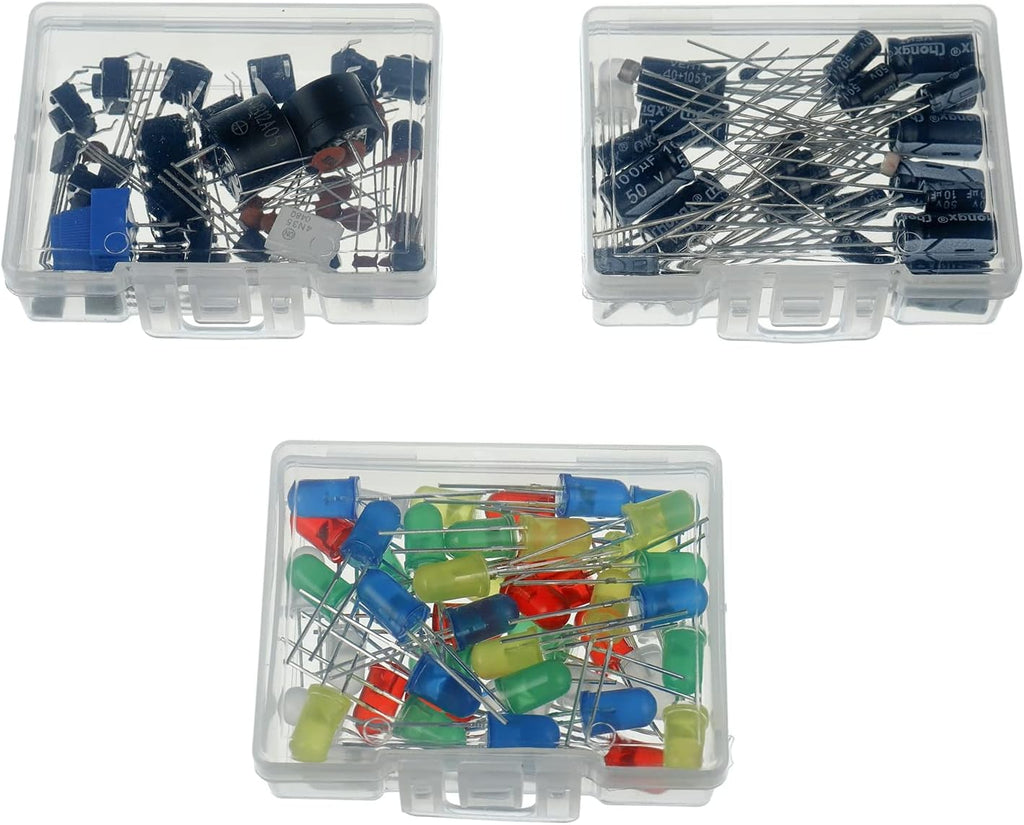 37 Values 480 Pcs Electronics Component Fun Kit with Power Supply Module, Jumper Wire,Precision Potentiometer,830