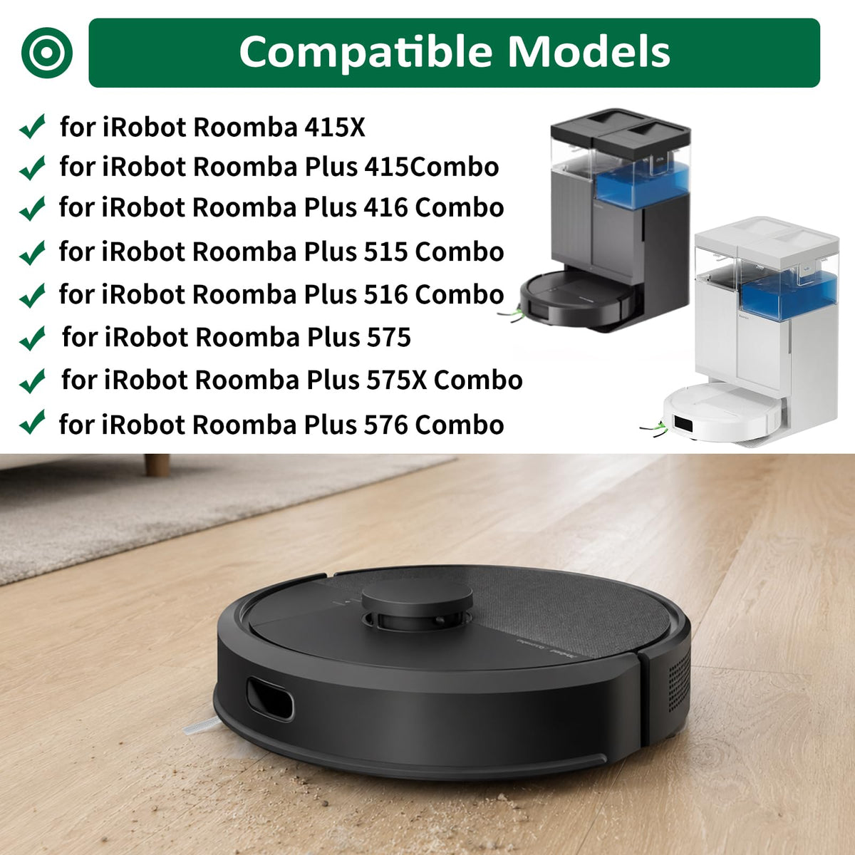 Side Brushes for iRobot Roomba 415X/Plus 415 Combo/Plus 516 Combo, 6-Pack