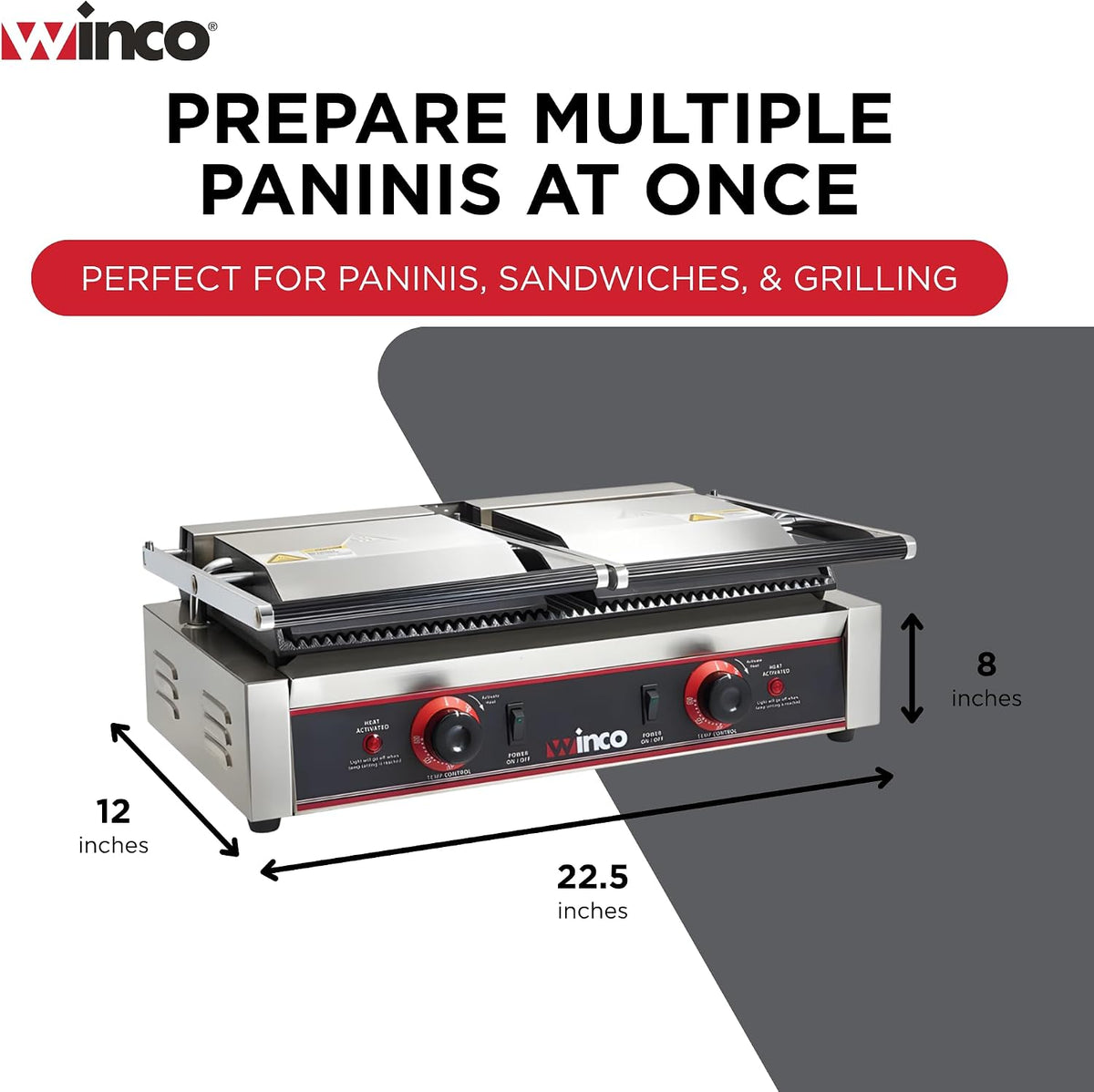 9" Double Commercial-Grade Panini Grill Press