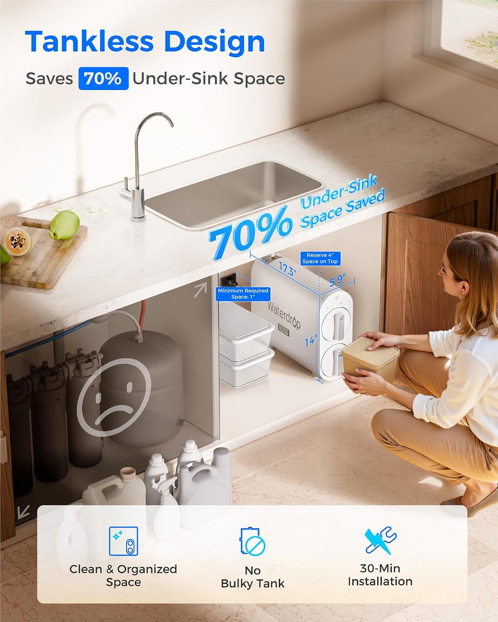 G2P600 Under-Sink RO System, 600 GPD Tankless RO Water Filtration