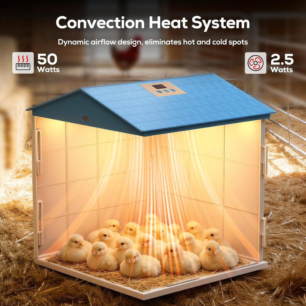 Chick Brooder Plate for Chicks Temperature Control & Display, Chicken Brooder Box for Chicks with Thermostat Fan &