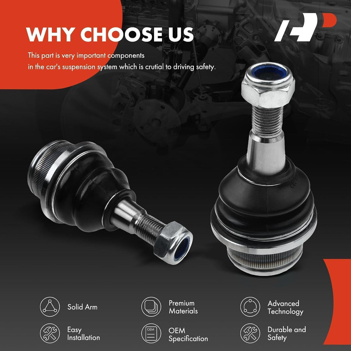 A-Premium Front Lower Ball Joint, Compatible with Ram, Dodge