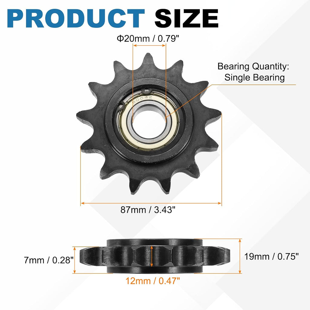 uxcell 2Pcs #60 Roller Chain Idler Sprocket, 20mm Bore 3/4" Pitch 13 Tooth