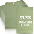 9 x 12 Inch Clasp Envelopes Manilla Envelopes Saga Green Gummed Mailing Envelopes with Clasp Closure & Gummed Seal
