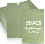 9 x 12 Inch Clasp Envelopes Manilla Envelopes Saga Green Gummed Mailing Envelopes with Clasp Closure & Gummed Seal