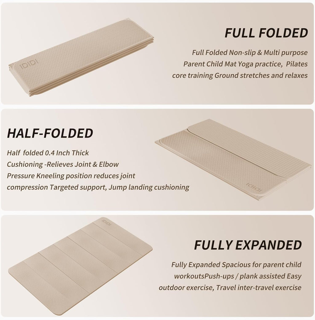 Foldable Yoga Mat Extra Large (74.0" x 47.2" x 0.4") | Double-Sided Non-Slip,Extra Wide Foldable Design,10mm Extra