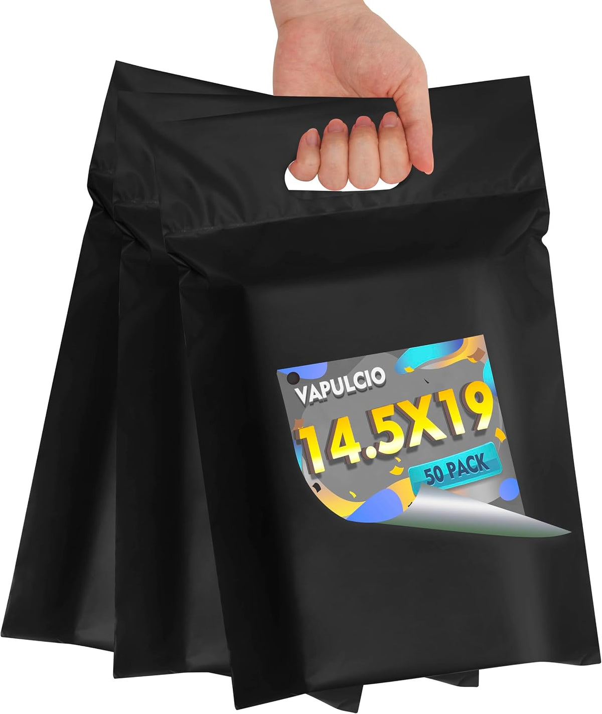 Poly Mailers 14.5x19 Inch, 50 Pack, Black Self-Seal Handle Bags
