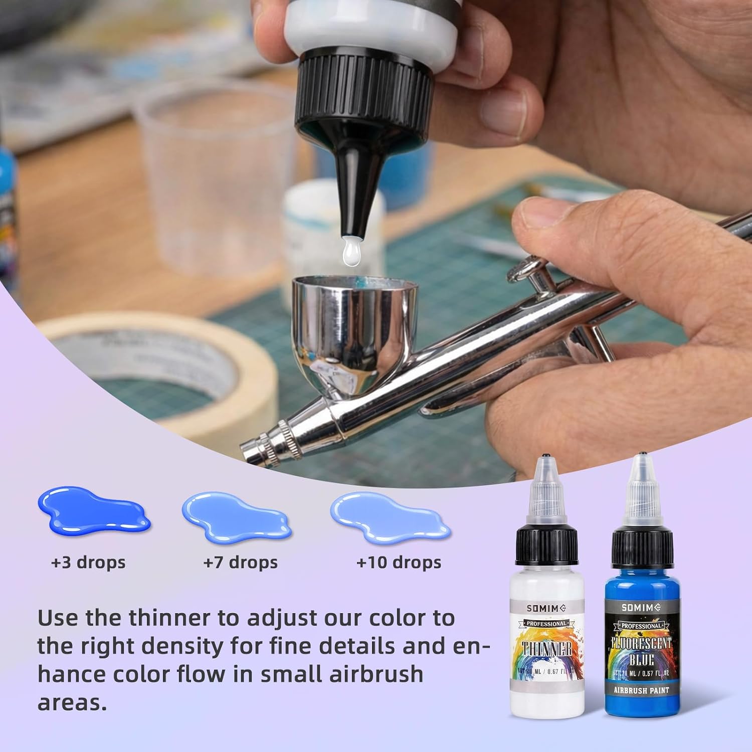 44 Colors Water-Based Acrylic Airbrush Paint Set with 6 Thinners | Air Brush Paints for Wood, Metal, Canvas, and Models