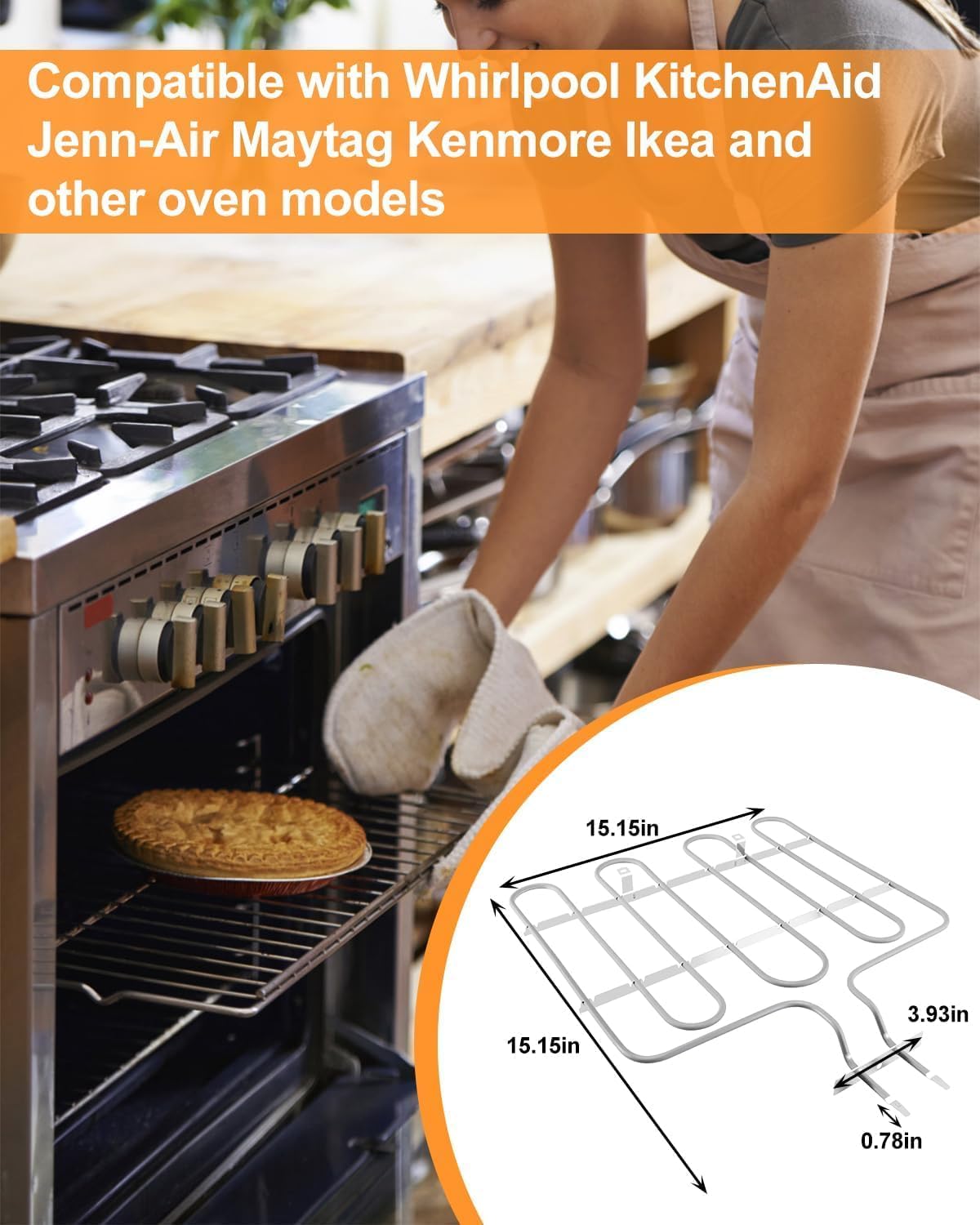 W11238400 Oven Bake Elements Compatible with Whirlpool Jenn-Air Maytag KitchenAid Range Stove Replace W10544952 PS12578760