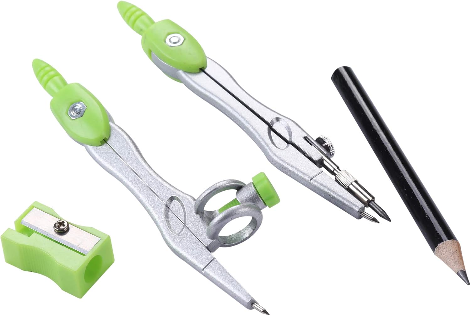 Math Geometry Set 10 Pcs, Compass and Protractor for Students(Green) | Shatterproof Storage