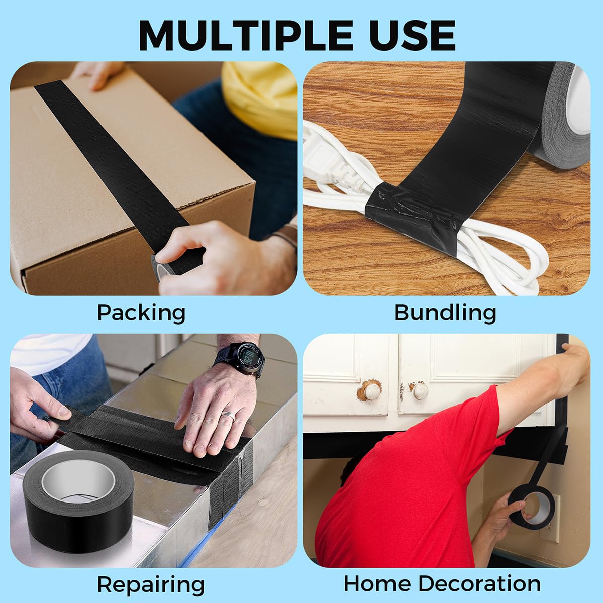 Black Duct Tape, 2 Inch x 35 Yards, 1 Roll