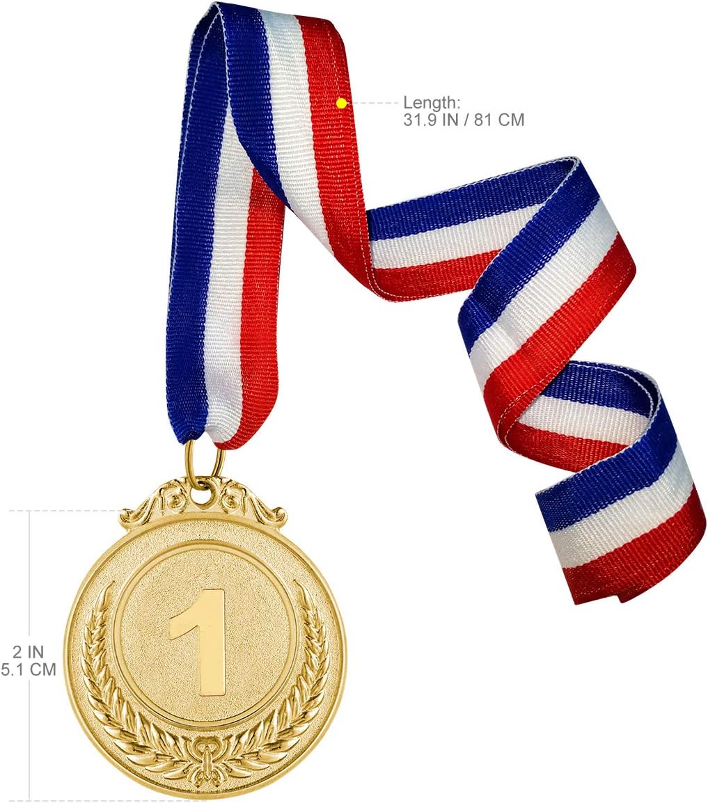 Metal Winner Gold Silver Bronze Award Medals with Neck Ribbon, Style,1st 2nd 3rd Place,3 Pcs