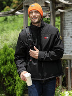 Men's Heated Jacket Soft Shell with Hand Warmer, with 7.4V Battery Pack (Large, Black)