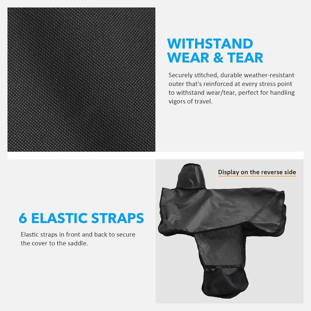 Long-Lasting 6 Elastic Straps 600 Denier Waterproof Western Saddle Cover-Black