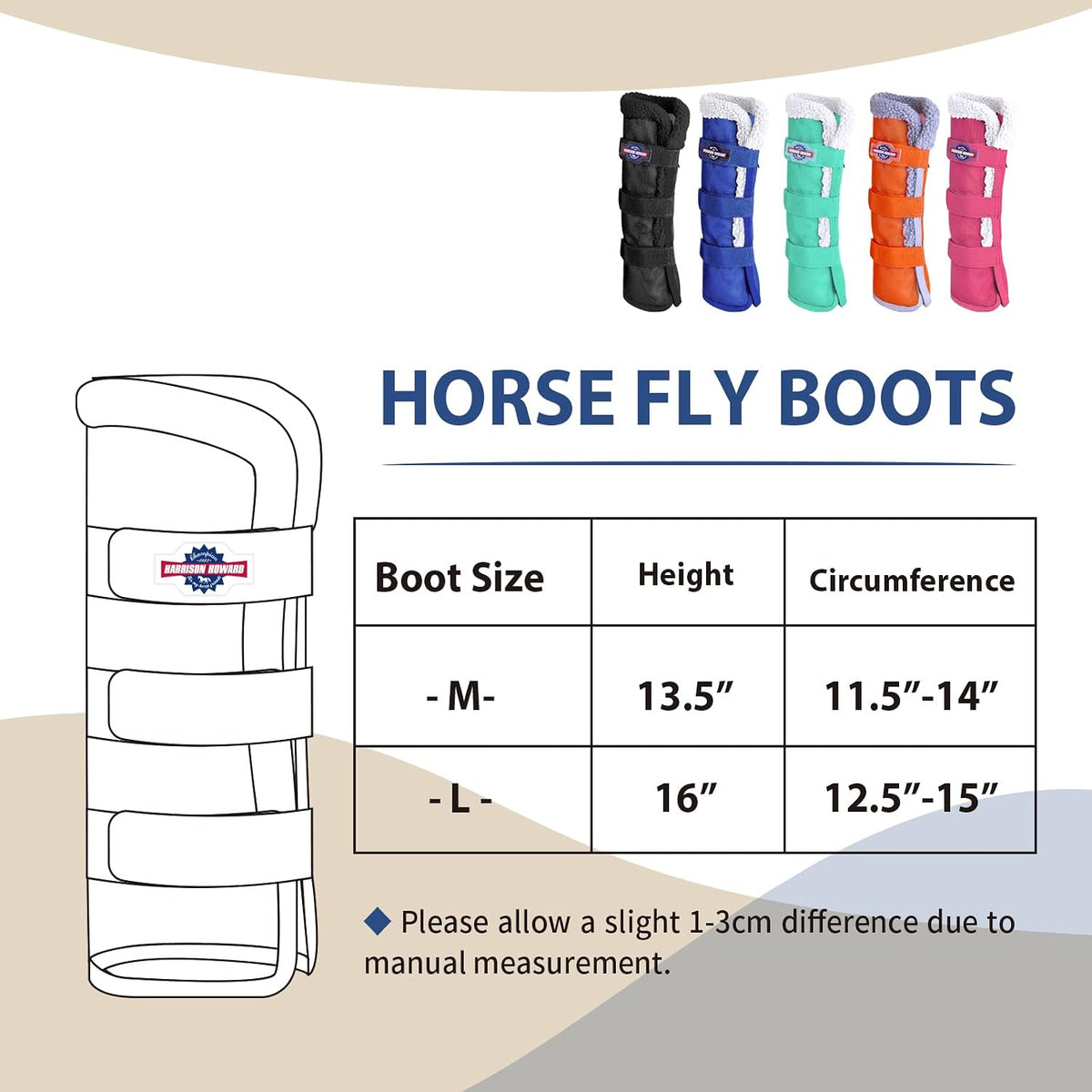 Horse Fly Boots with Fleece Trim Long-Lasting Breathable Cool Mesh Adjustable Closure