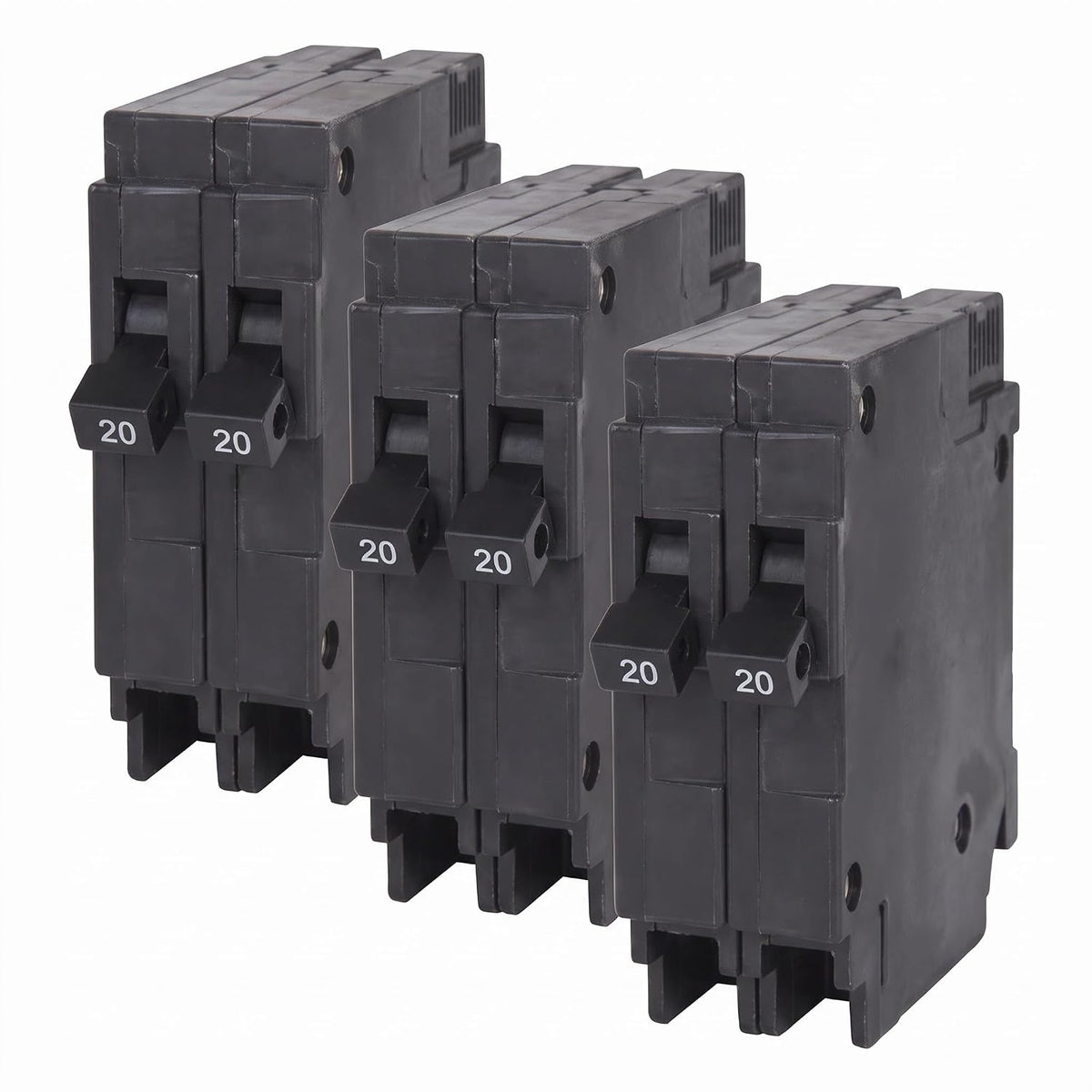 Siemens Q2020 Two 20-Amp Single Pole 120-Volt Circuit Breakers, for use only Where Type QT Breakers are Allowed (Pack of 3)