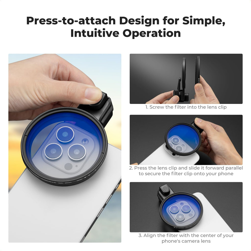 67mm Press-on CPL Phone Lens Filter Kit | Polarizing Filter Compatible with iPhone 17/16/15/14/13/12 Standard
