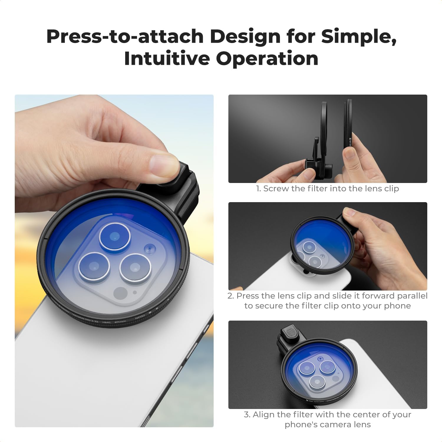 67mm Press-on CPL Phone Lens Filter Kit | Polarizing Filter Compatible with iPhone 17/16/15/14/13/12 Standard