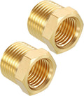 Pack of 2, 3/8" NPT Male to 1/4" NPT FeMale Solid Brass Hex Bushing