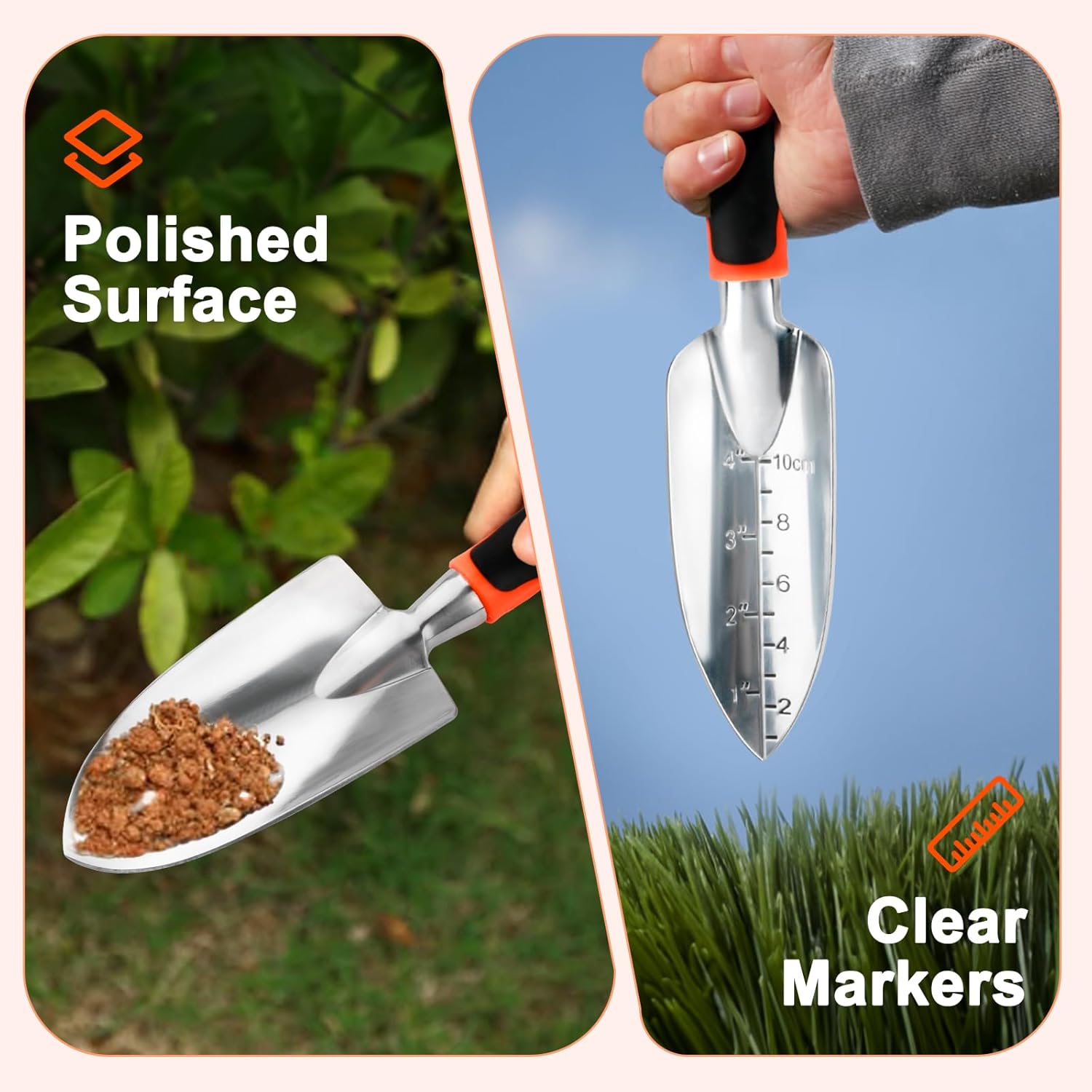 Garden Shovel Trowel Garden Tool Set, 2 Pack Heavy Duty Gardening Tools Set Include Wide Garden Trowel, Hand Shovel