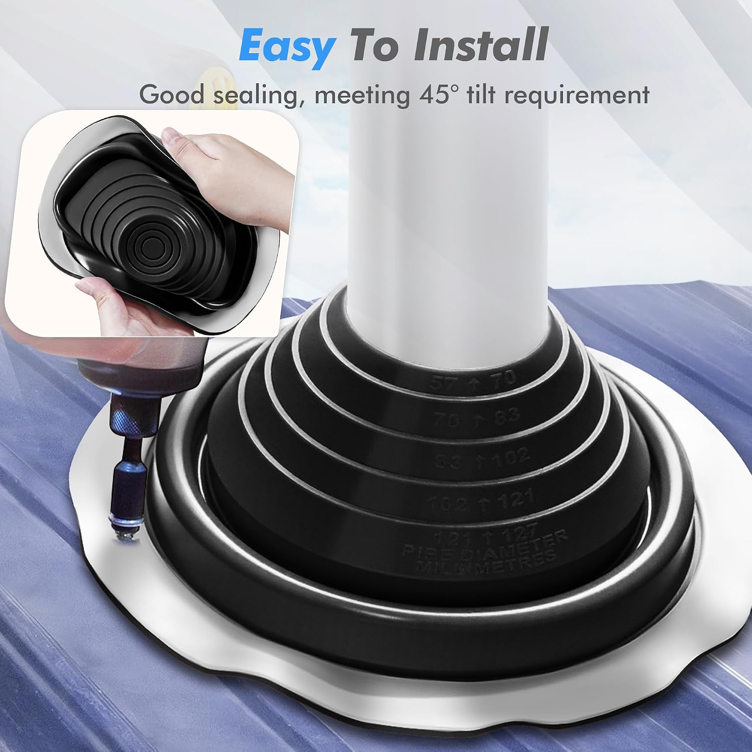 #3 Metal Roof Vents Flashing, Pipe Roofing Boots Kit for OD 1/4"-5", 2 Pcs