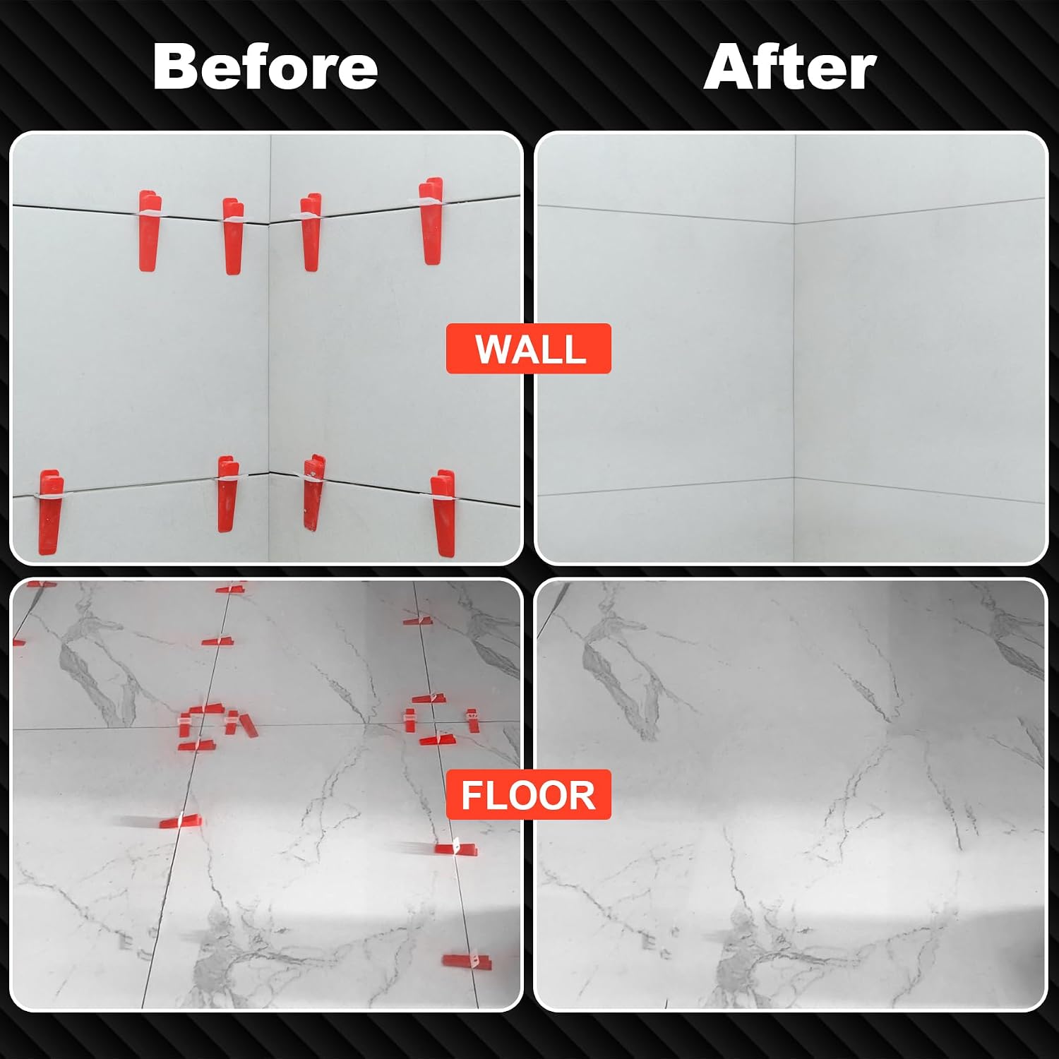 Tile Leveling System 1/8 Inch with Tile Plier and Rubber Hammer - 400Pcs Tile Spacers Leveling Clips and 100Pcs