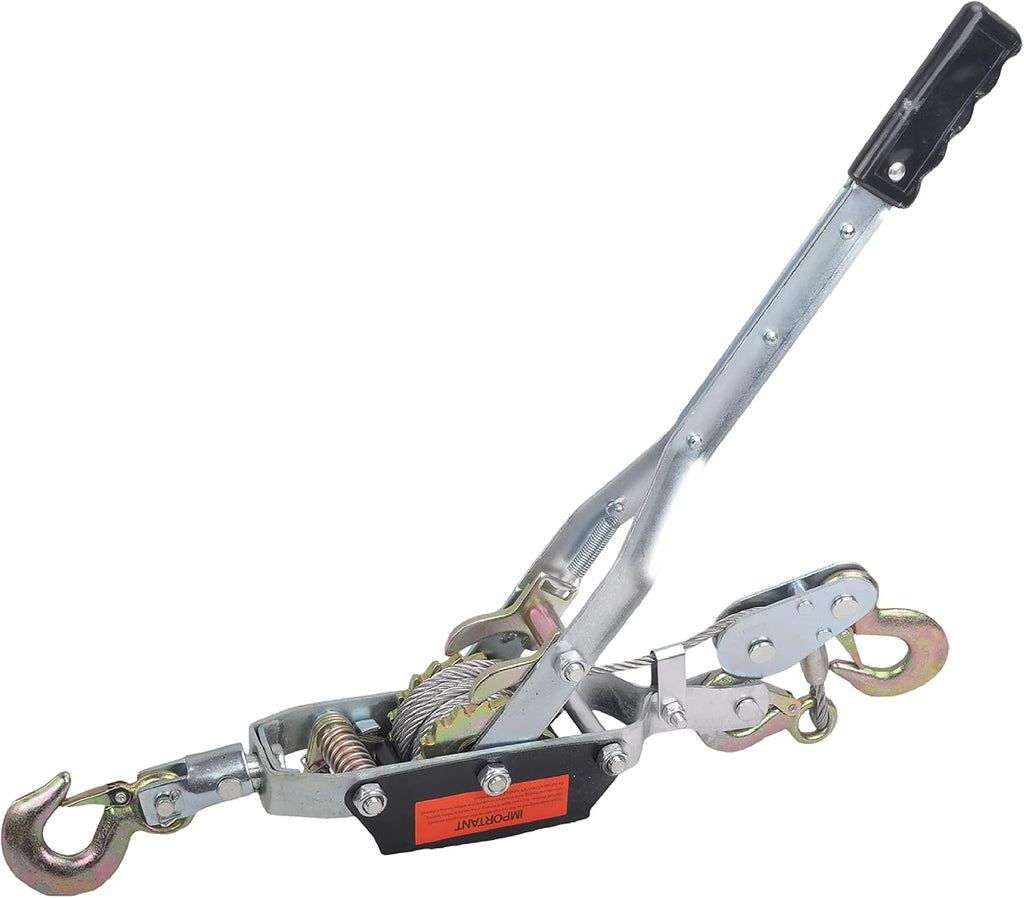 5 Ton Dual Gear Power Puller, Come Along Pulling Tool with 3 Hooks | Automotive Hoist Hand Winch Cable Puller