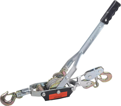 5 Ton Dual Gear Power Puller, Come Along Pulling Tool with 3 Hooks | Automotive Hoist Hand Winch Cable Puller