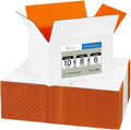 White & Orange Cardboard Shipping Boxes, Mailing Box 10x8x6",25 Pc