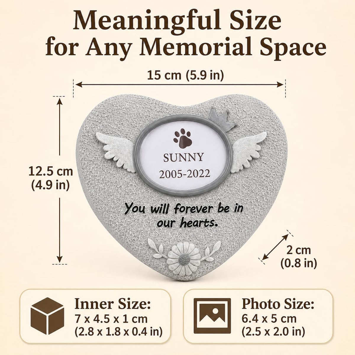 Pet Memorial Stone for Loss of Dog or Cat - Dog Memorial Gifts with Flower Language Design - Heartfelt Pet Loss
