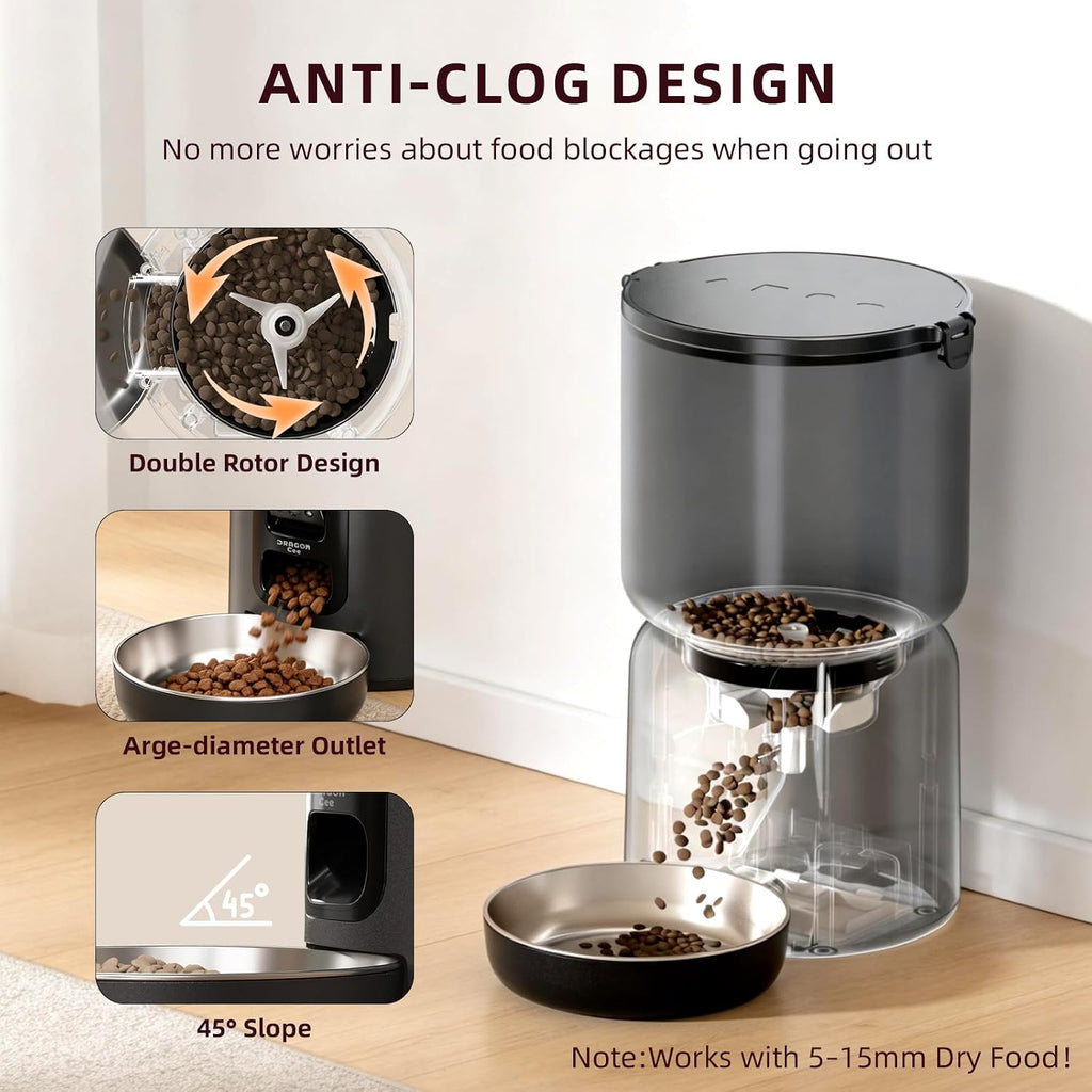 Automatic Cat Feeder with Camera – 5G WiFi Timed Cat Food Dispenser, 4L Clog-Free Smart App Control Pet Feeder, 1080P