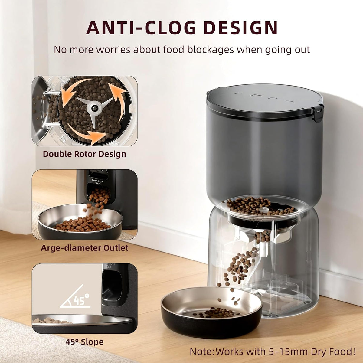 Automatic Cat Feeder with Camera – 5G WiFi Timed Cat Food Dispenser, 4L Clog-Free Smart App Control Pet Feeder, 1080P