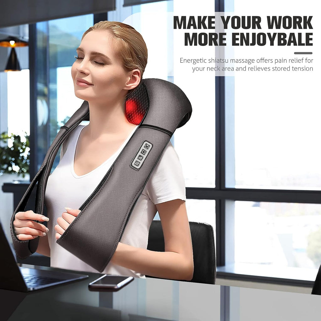 Neck Massager with Heat Gifts for Women, Men, Dad, Mom, Family, Friend, Mothers Day, Fathers Day, Christmas, Shiatsu