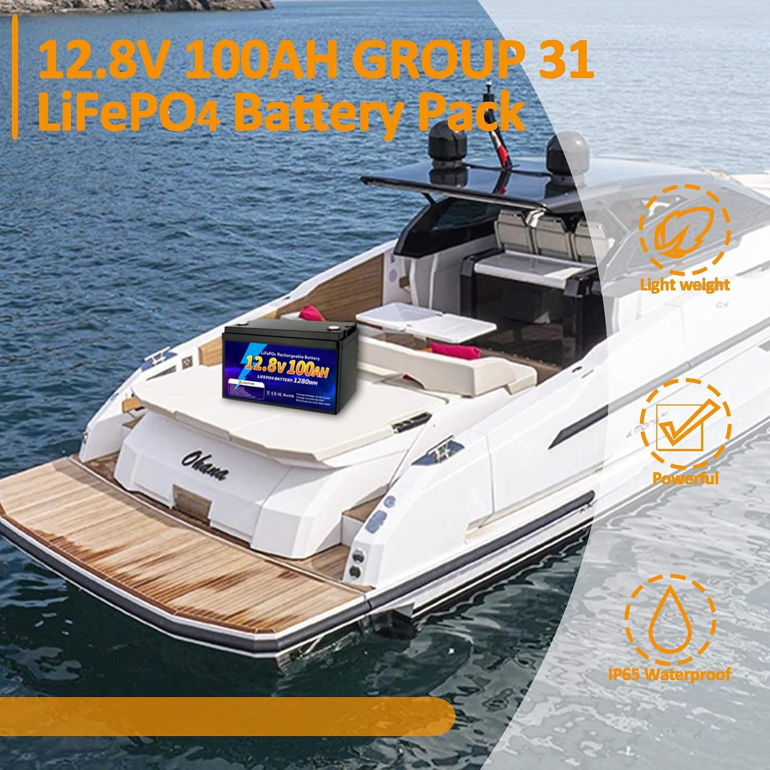 12V 100Ah LiFePO4 Battery, Group 31 Lithium Iron Phosphate Battery, 100A BMS Low-temp Protection 15000 Deep Cycles
